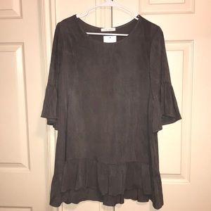 Charcoal long top with bell sleeves